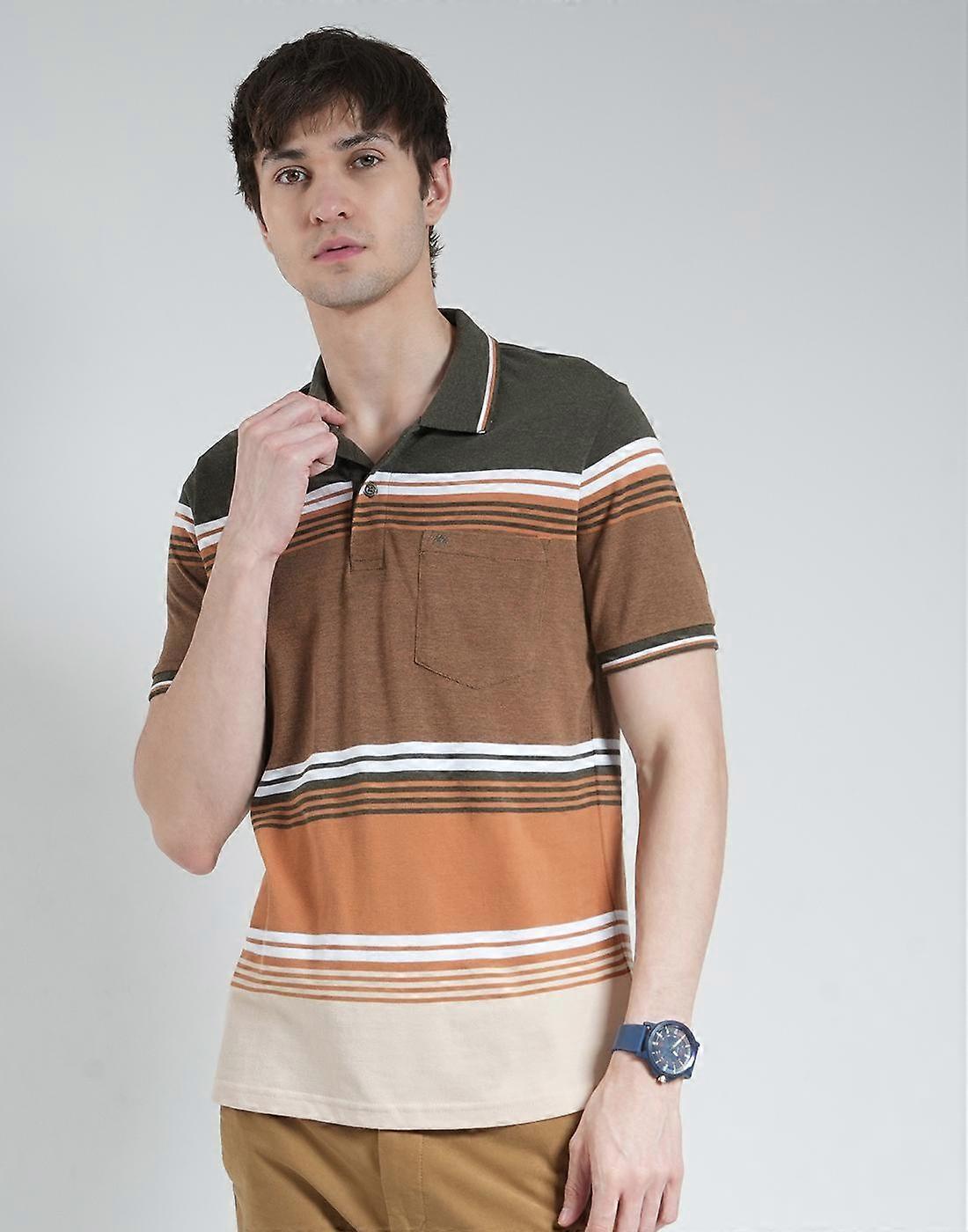 Monte Carlo miesten Regular Fit raidallinen poolopuolihihainen T-paita