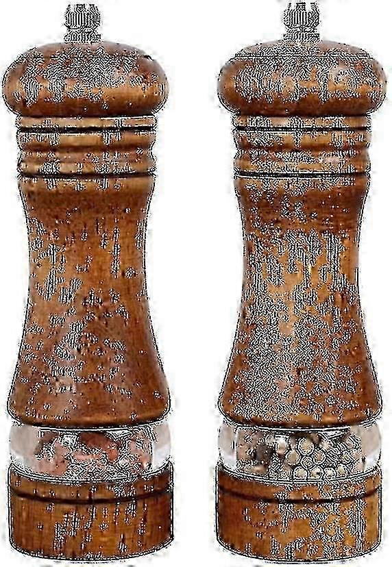 Retrotyylinen puinen suola- ja pippurimyllysetti - 2 kpl keittiöön ja ruokailuun, säädettävä karkeus