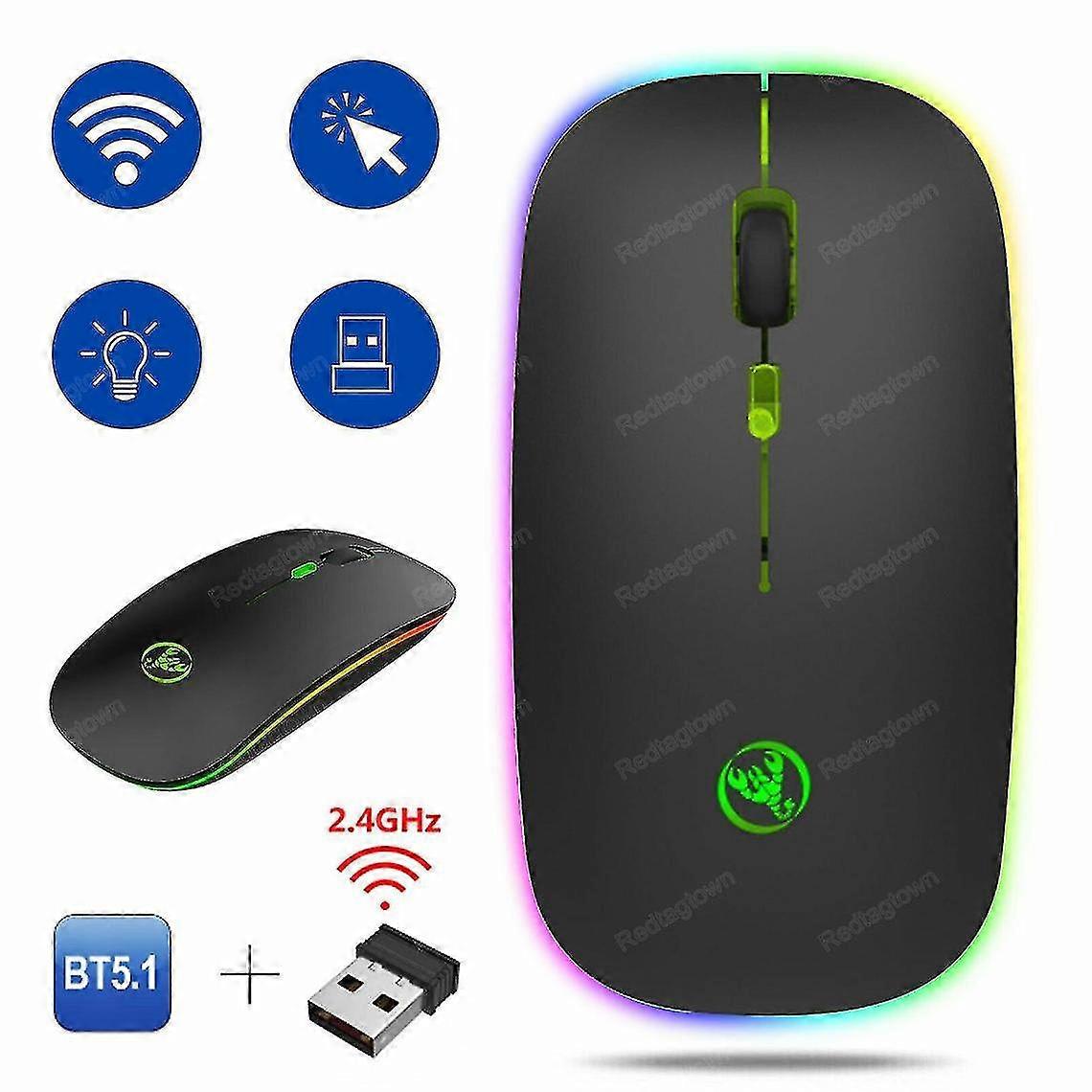 Wireless Bluetooth Mouse for Laptop, Computer, PC, Mac - Rechargeable, Portable, Ergonomic Design