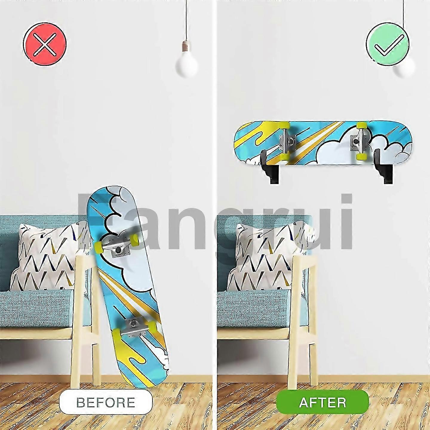 For Snowboard Wall Rack Hanger Skateboard Wall Bracket Black