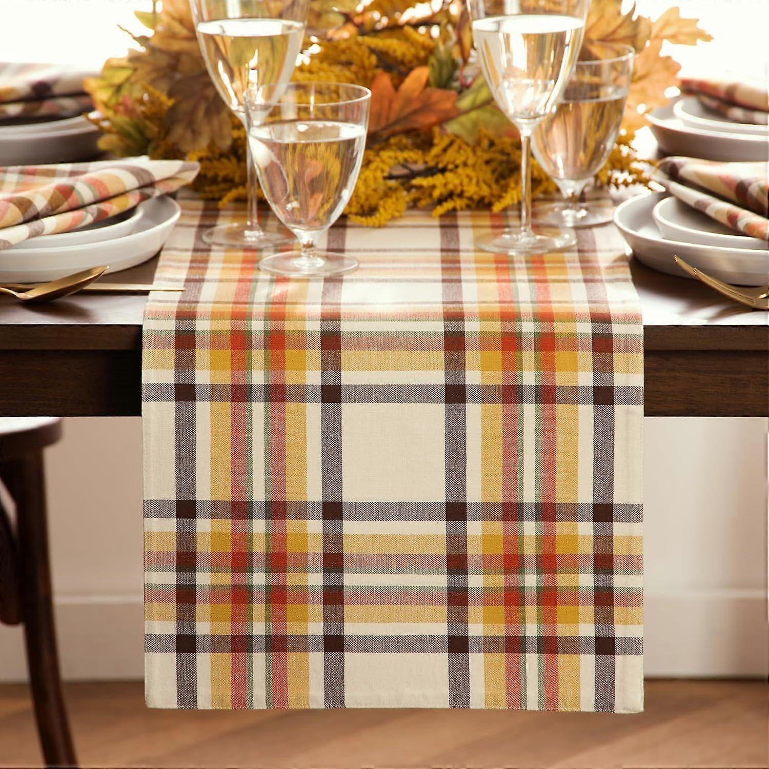 Woven Plaid Table Runner, 13"x70" 13"x70" (Table Runner)