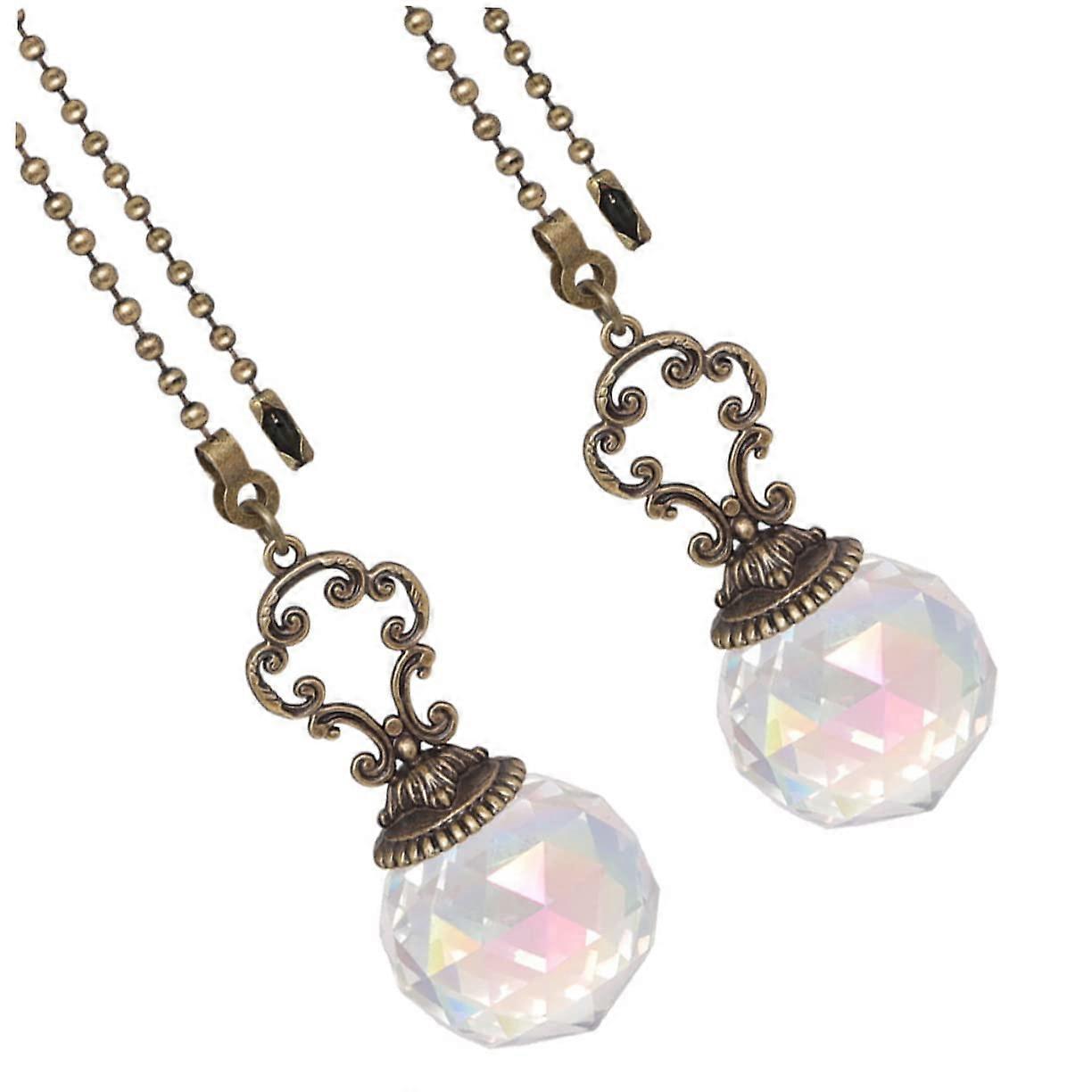 2pcs Crystal Ceiling Fan Pull Chain Extender for Home Decor Durable and Crystal Design Elegant Pendant Accessory for Ceiling Lights and Fans