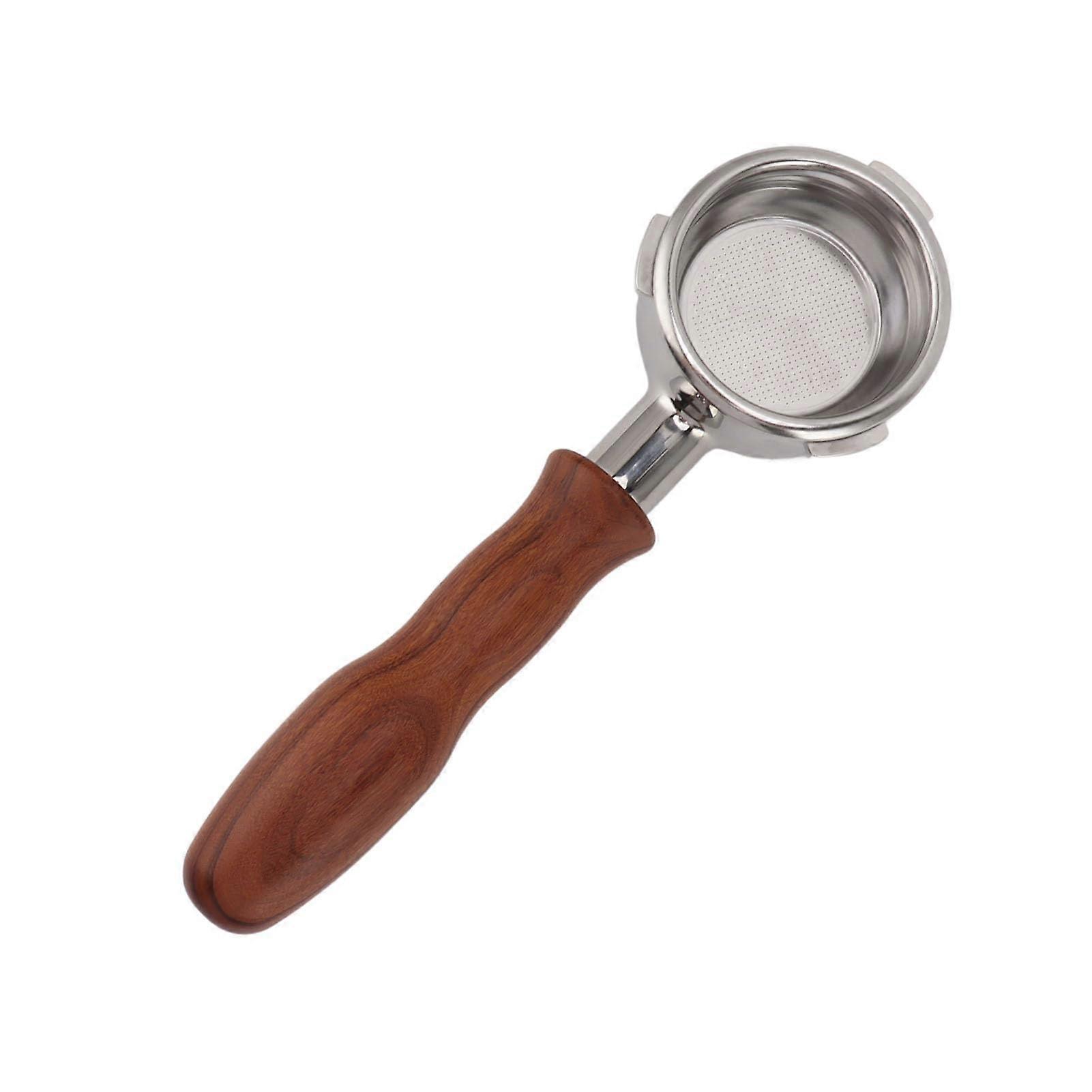 Bottomless Portafilter 58mm, 3Ear Naked, Stainless Steel With Filter Basket, Wood Handle, For Barsetto Espresso