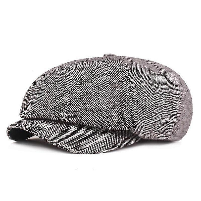 Beret Hat Herringbone Octagonal Cap Men Beret Autumn Winter Thicken...