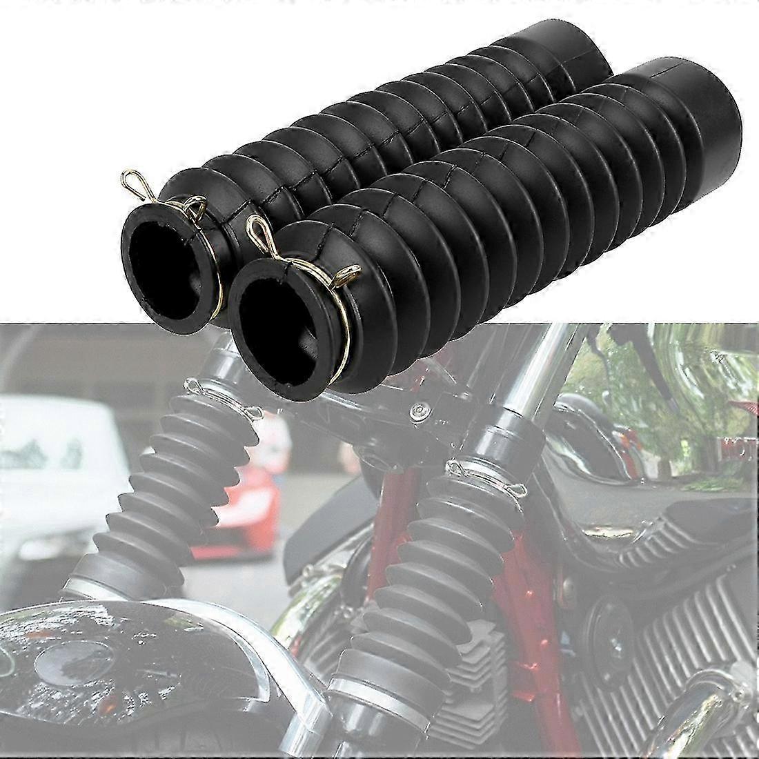 2pcs Rubber Motorcycle Front Fork Cover Gaiters Gators Boot Shock P...