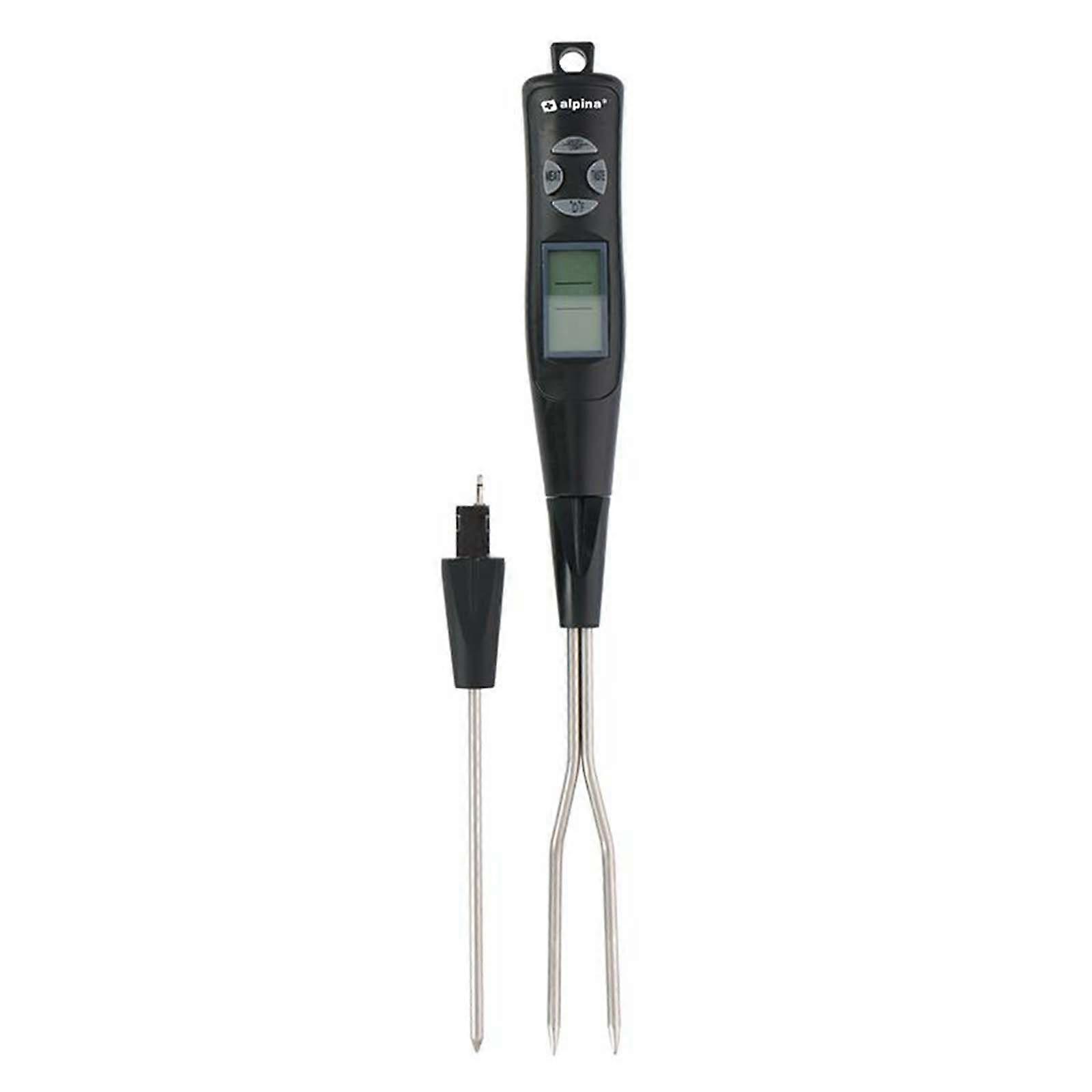 Electronic Kitchen Thermometer Interchangeable Tips with Cooking Alarm, Black / Silver