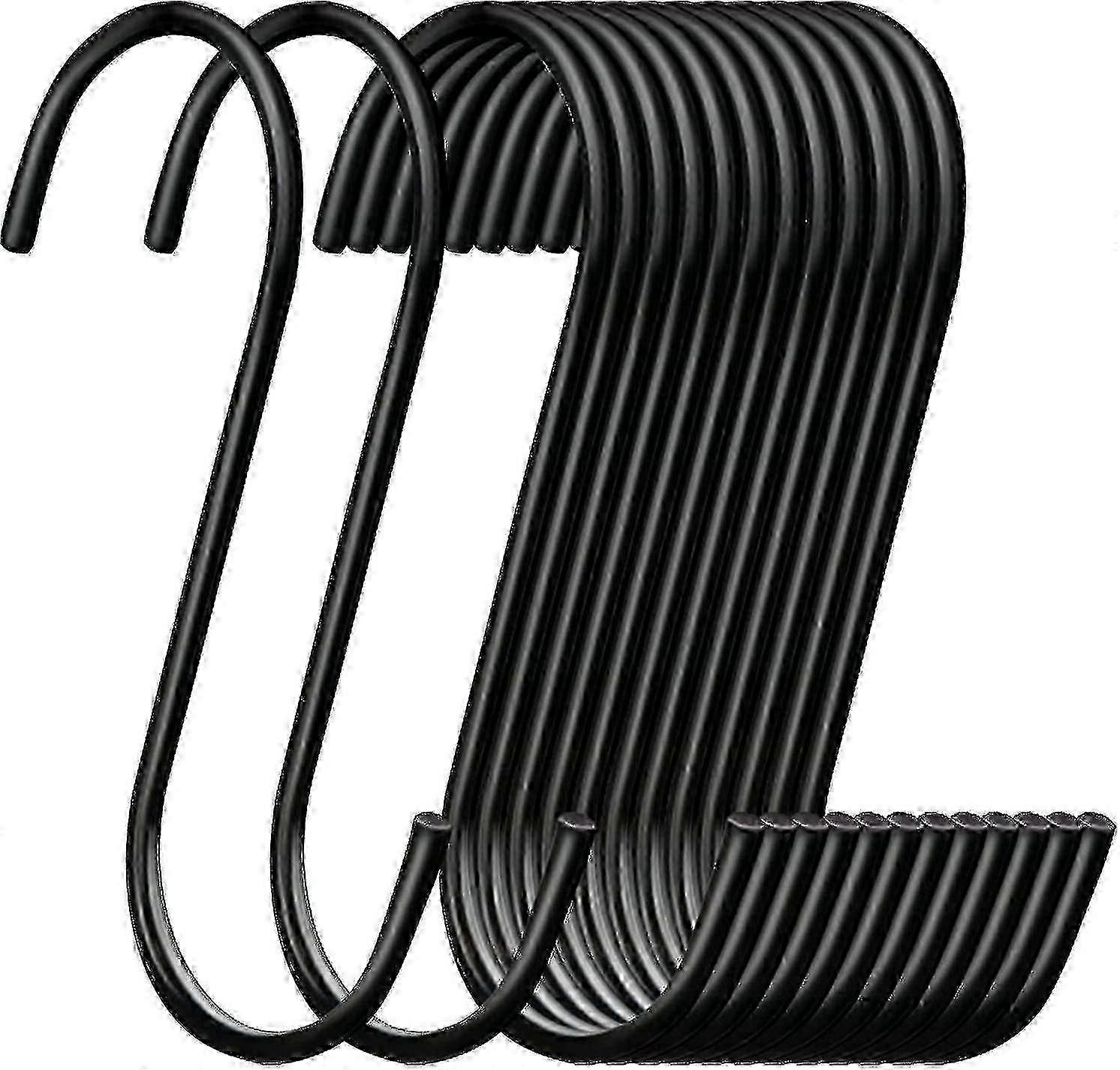 30 Pack S Hooks Black Steel S Shaped Hooks For Hanging Pans Pots P...