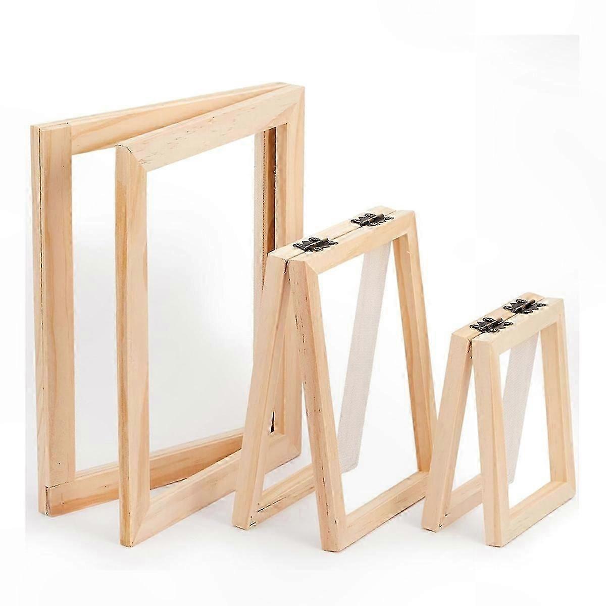 Wooden Papermaking Mould Set with 3 Sizes for DIY Crafting (A7, A6)