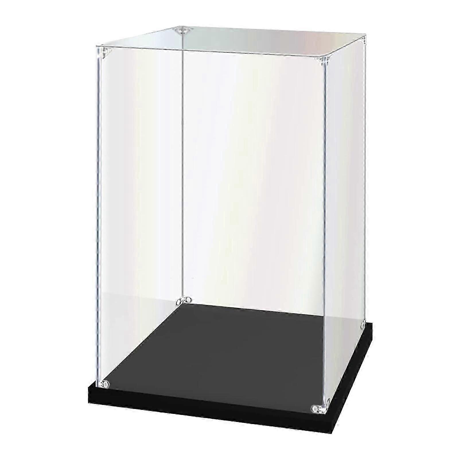 Clear Acrylic Display Case with Black Base - Dustproof Storage for Collectibles and Jewelry