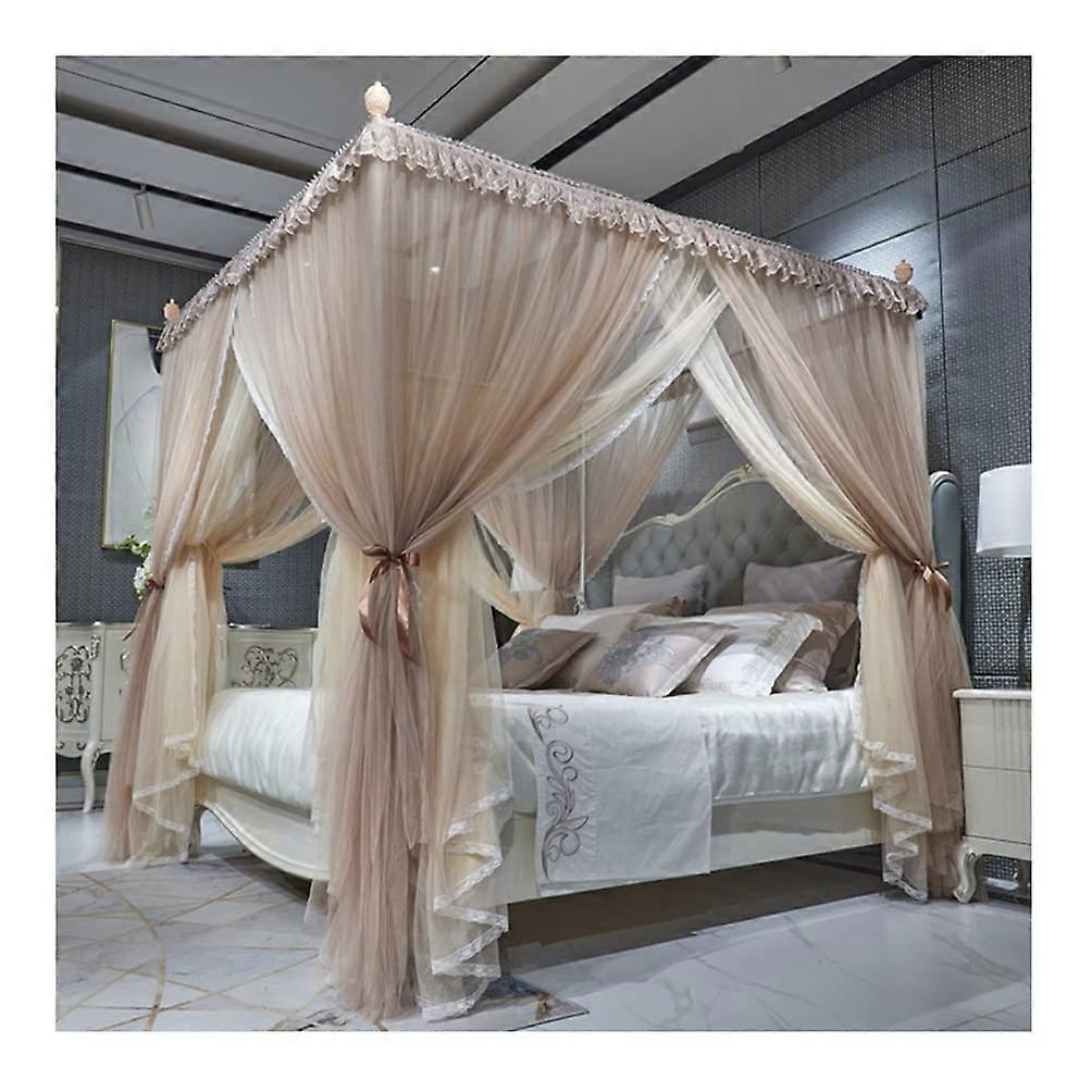 4 Corner Post Bed Canopy, Princess Room Curtain, European Palace Mosquito Net, Size 200x220 cm, Color A, 1.5M/1.8M/2M