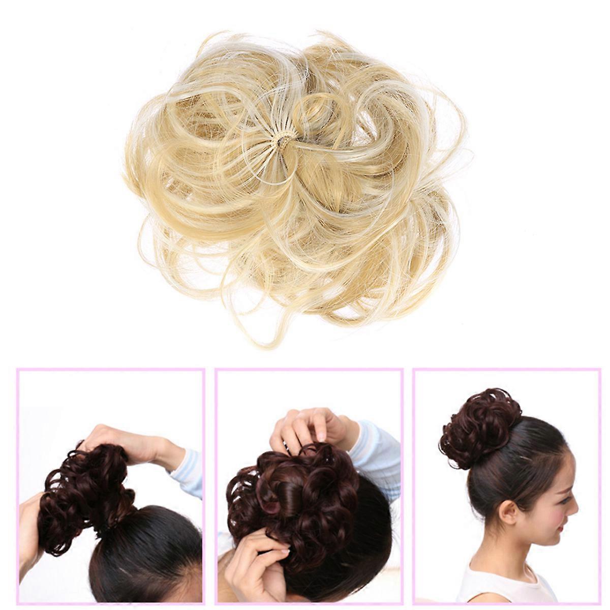 Golden Synthetic Hair Bun Extension for Durable Long Term Use with Wavy Design 22H613