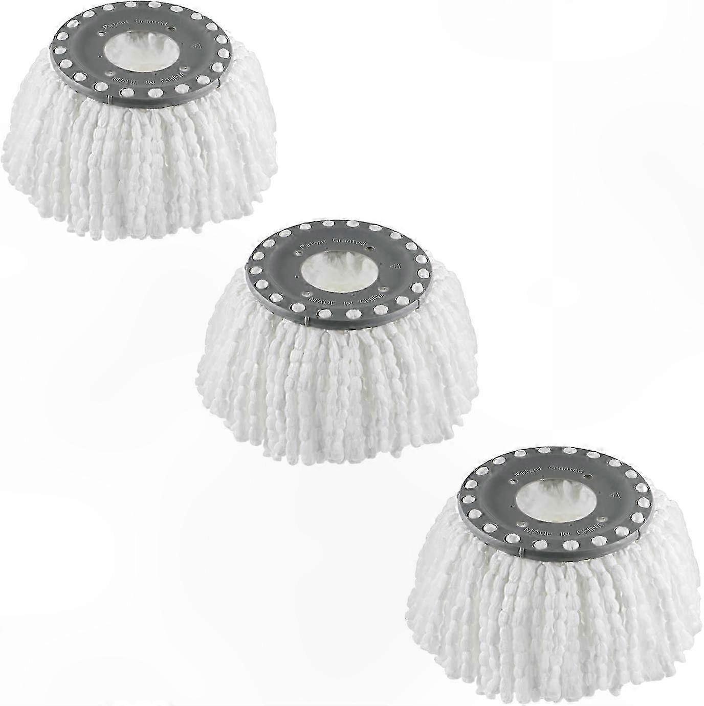 3-Pack Microfiber Mop Head Refills for 360° Spin Round Mops, White Replacement Pads