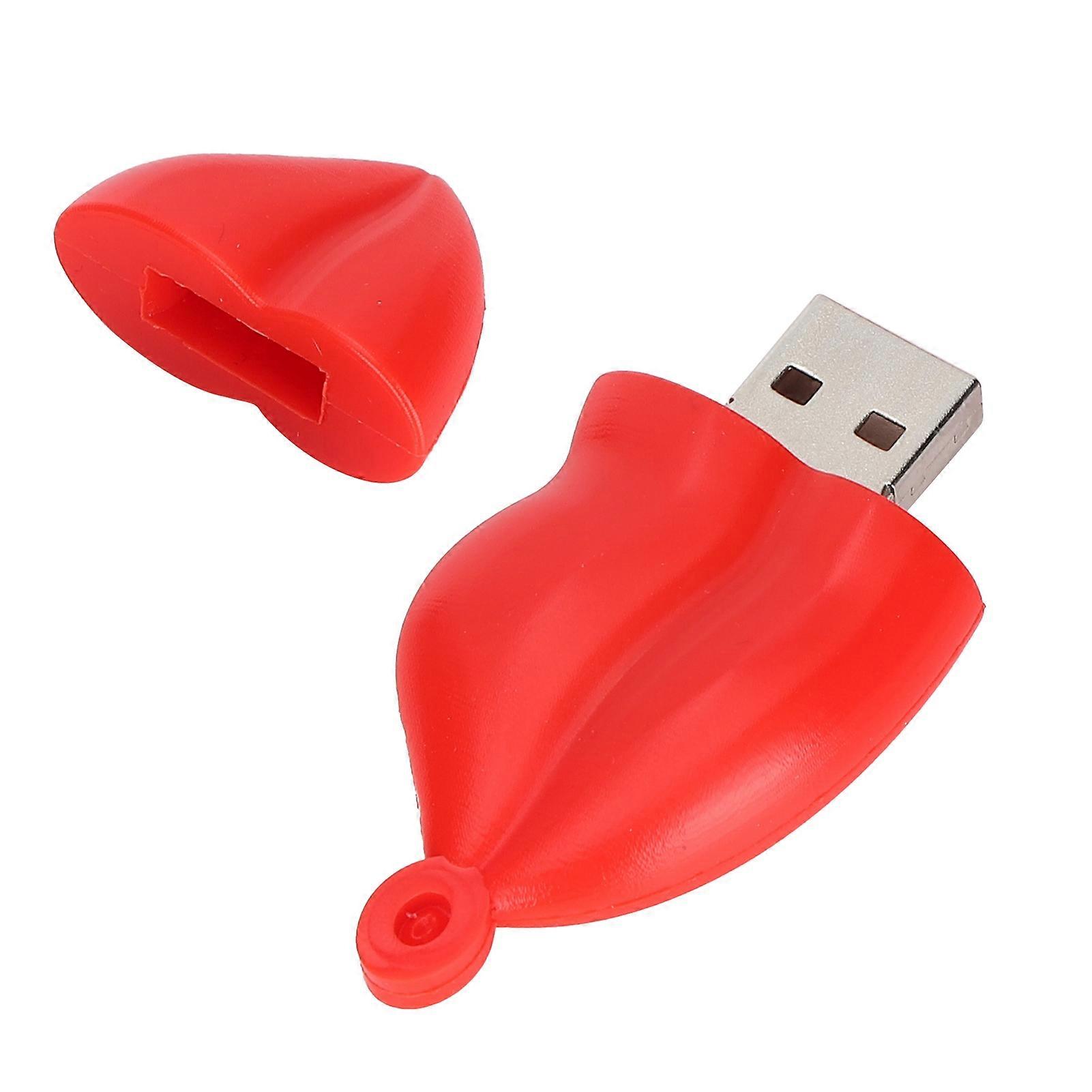 64GB Red Cartoon Flash Disk Cute Lips USB Drive for Data Storage