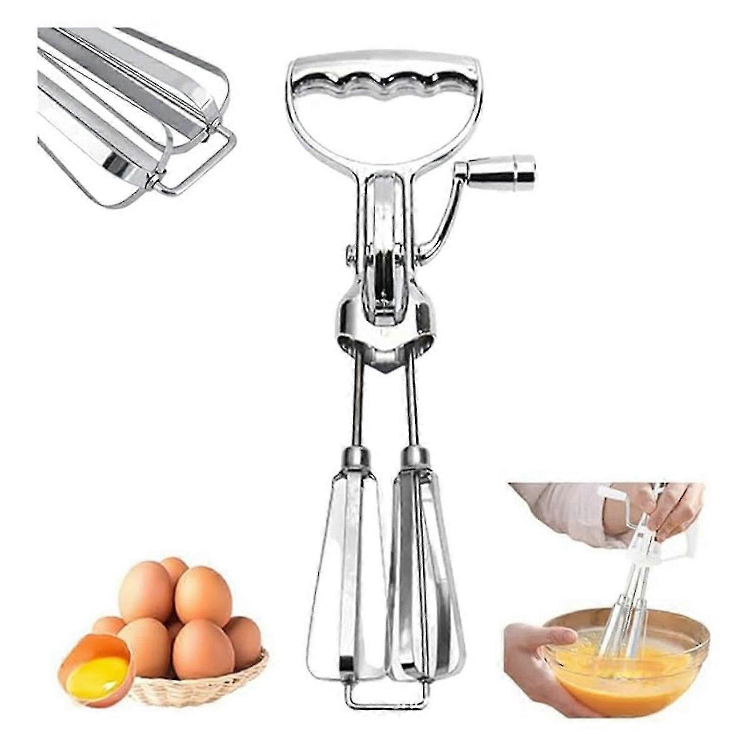 2PCS Egg Beater Hand Crank Stainless Steel Rotary
