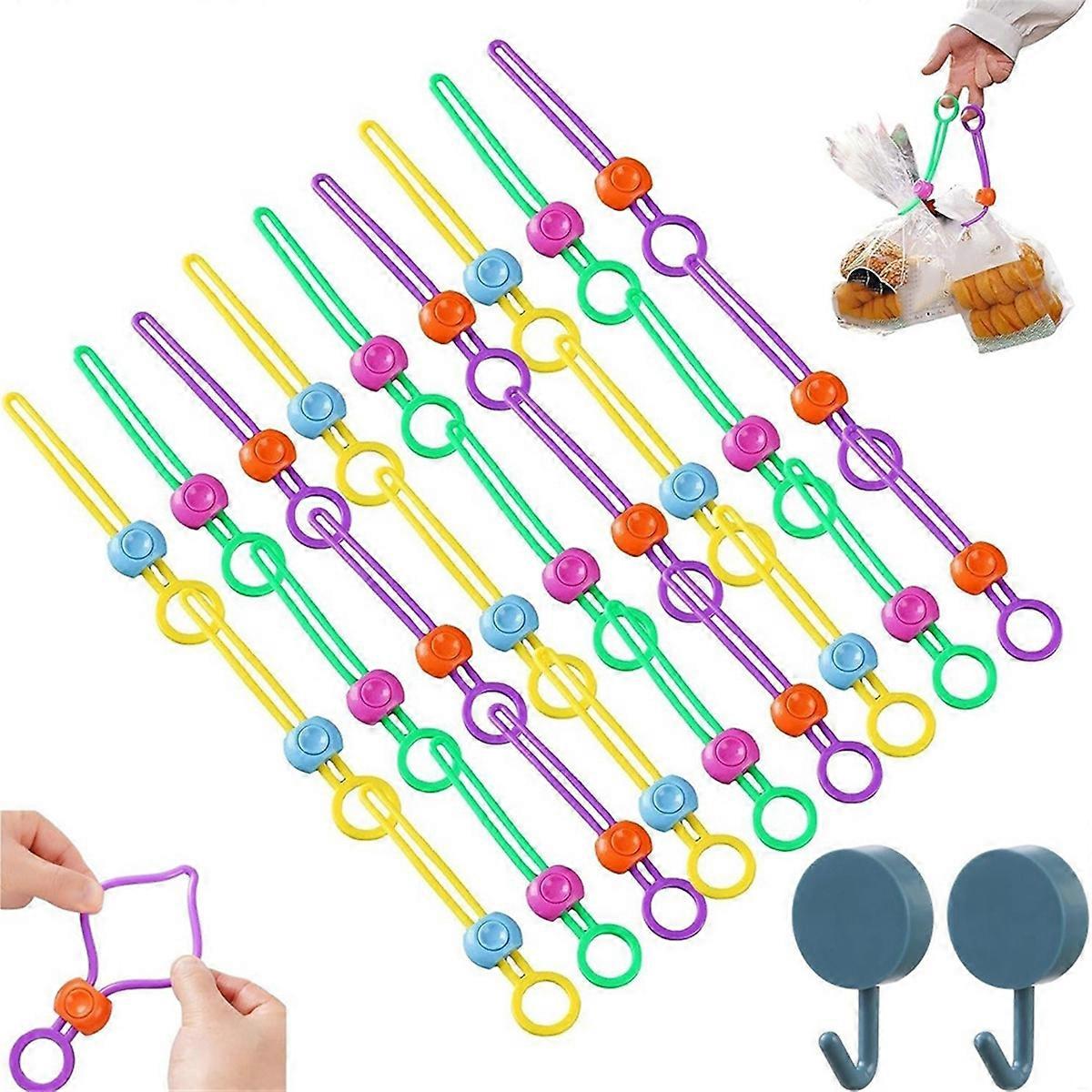 30PCS Explainout Multi-Purpose Sealer, TPE Reusable Zip Ties for Food and Cable Management