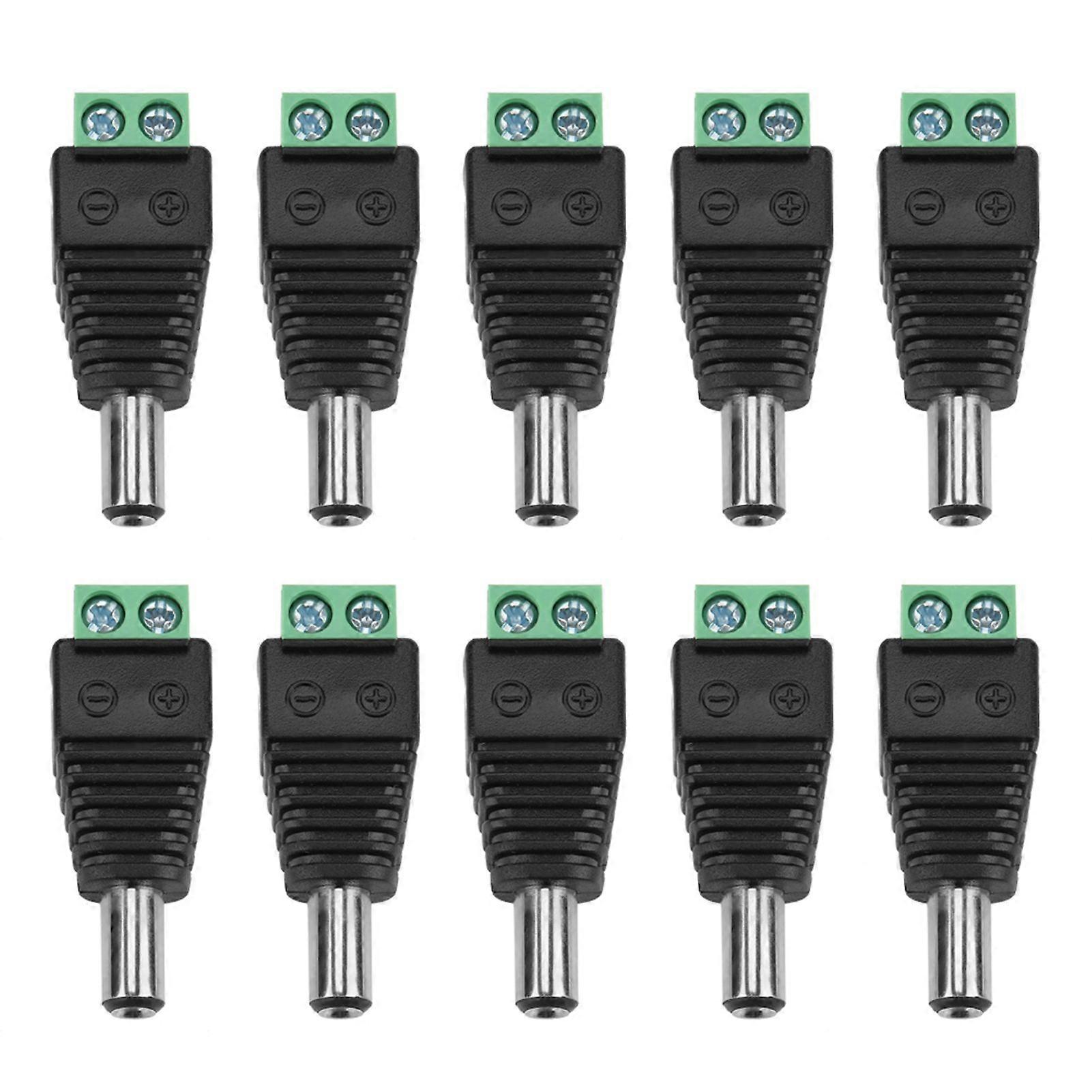 10Pcs DC Power Male Plug Jack Terminal Adapter Connector for CCTV Camera 5.5*2.1mm
