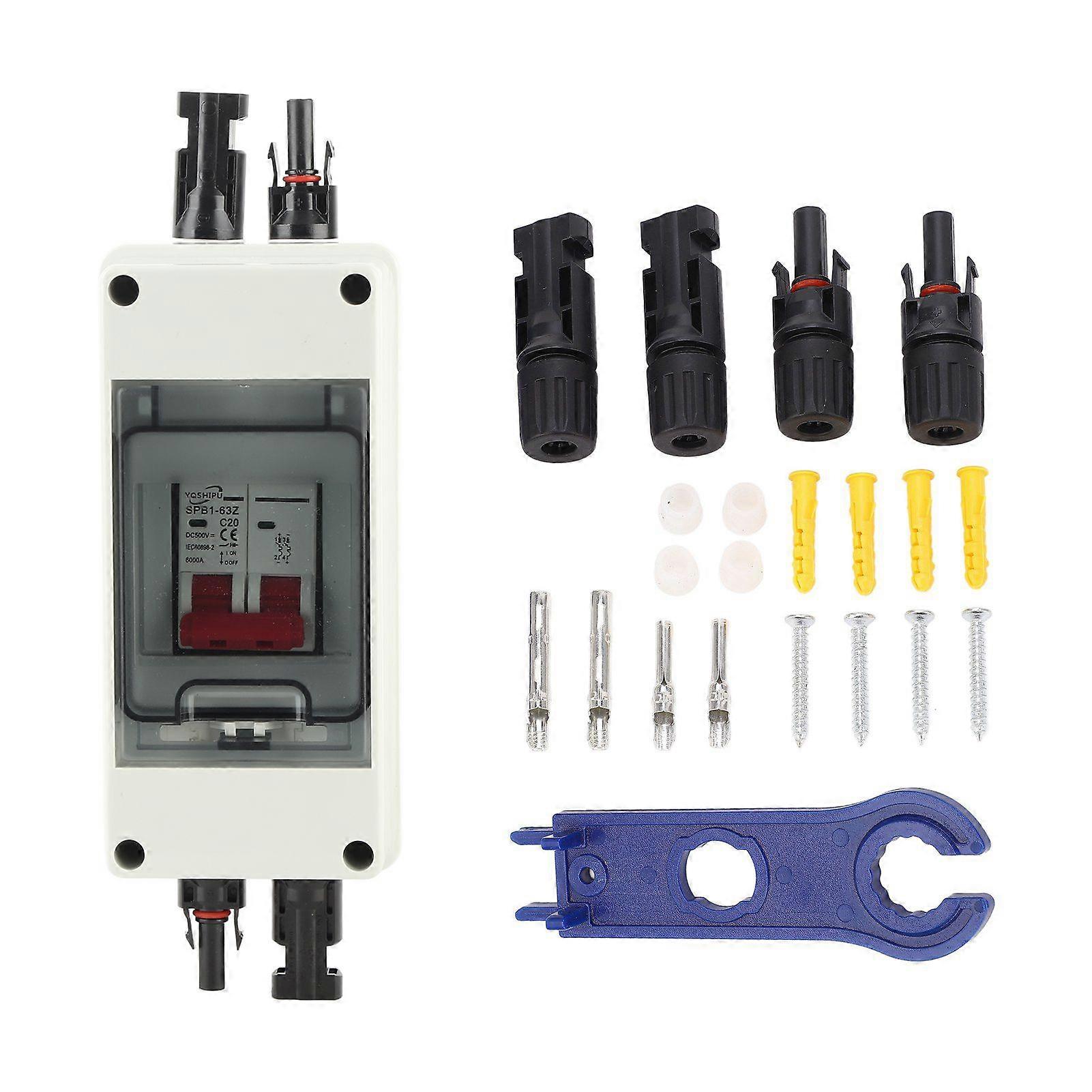 Solar Disconnect Switch Mini Circuit Breaker with IP65 Waterproof Distribution Box PV Disconnector DC500V 20A