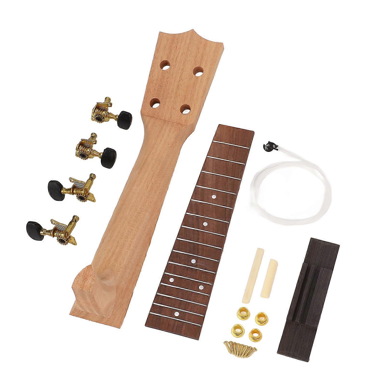Make Your Own 21in Wooden Ukulele Neck Kit with Bridge Knobs