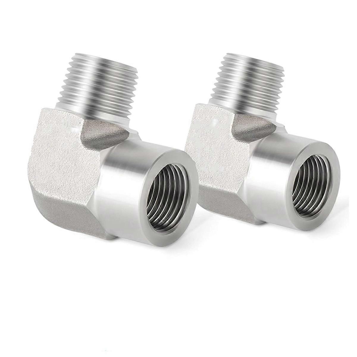 2PCS Stainless Steel 90 Degree Barstock Street Elbow, 1/4 Inch NPT Male Pipe to 1/4 Inch NPT Female Fitting
