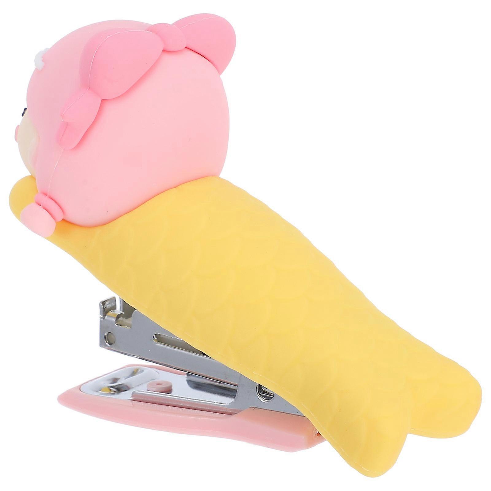 Reusable Creative Small Stapler Adorable Handheld Metal Silicone For Students Teachers Paper Stapling 2.5×2.2×0.7in 1Pcs