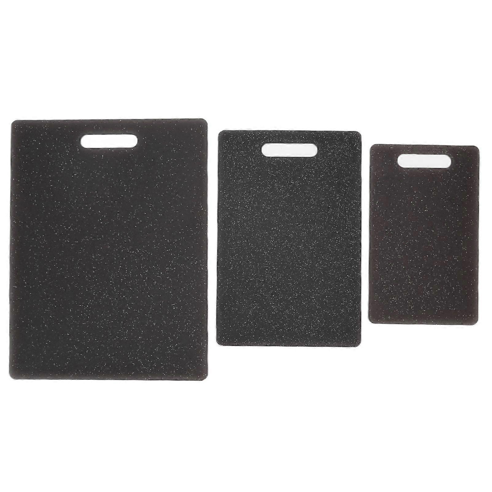 3-teiliges Schneidebrett-Set Imitation Marmormuster doppelseitiges Schneidebrett Küchenzubehör (Schwarz)
