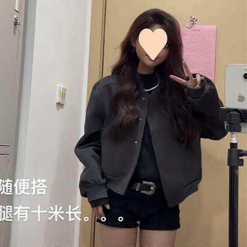 Modern Retro Short Jacket, High-End And Versatile, Round-Neck Single-Breasted Baseball Jacket, Short Coat For Women