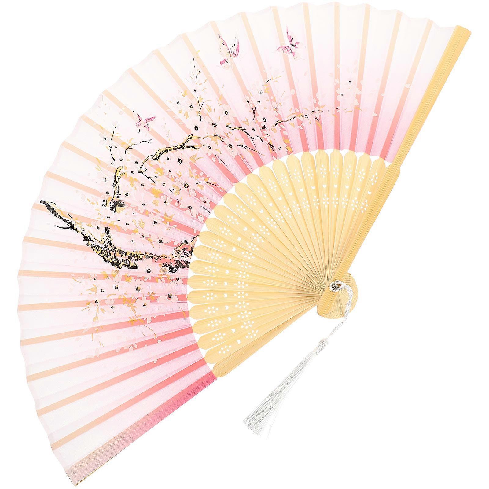 Dancing Fan Japanese Style Hand Fan Foldable for Parties Shows Bamboo Material Decorative 1Pack