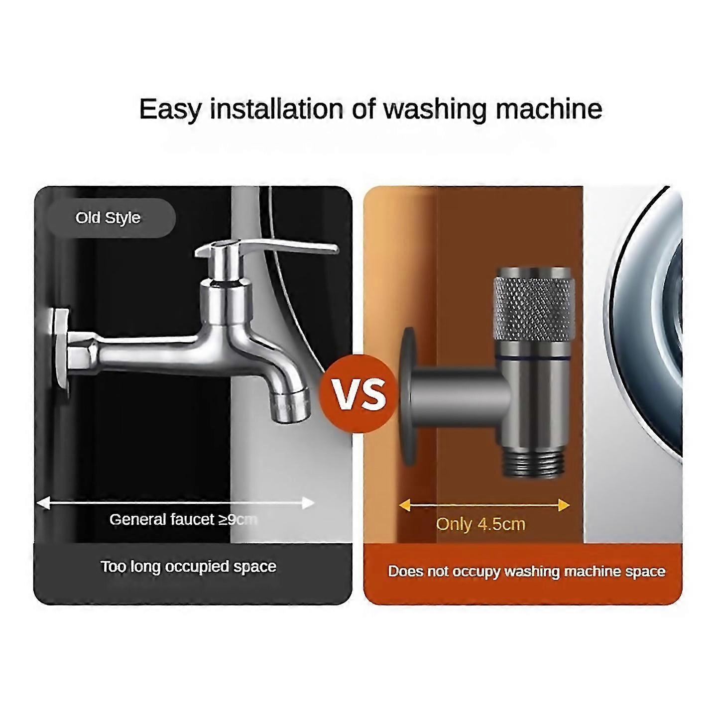 For One In Three Out Three Way Control Washing Machine Faucet Silver