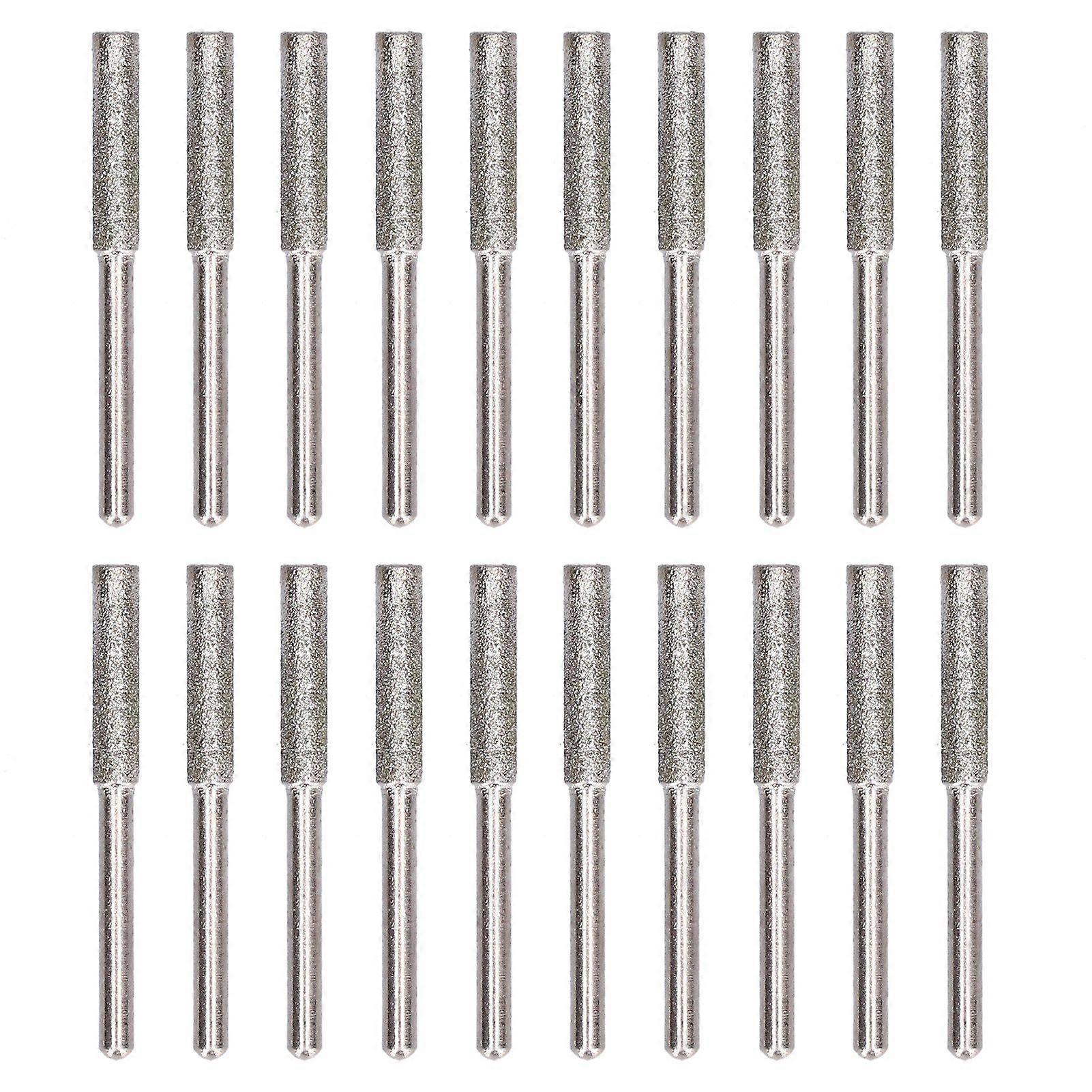 20Pcs Chainsaw Sharpener Burr Grinding Head Rotating File Sharpening Tool Set KitSilver 4.8mm