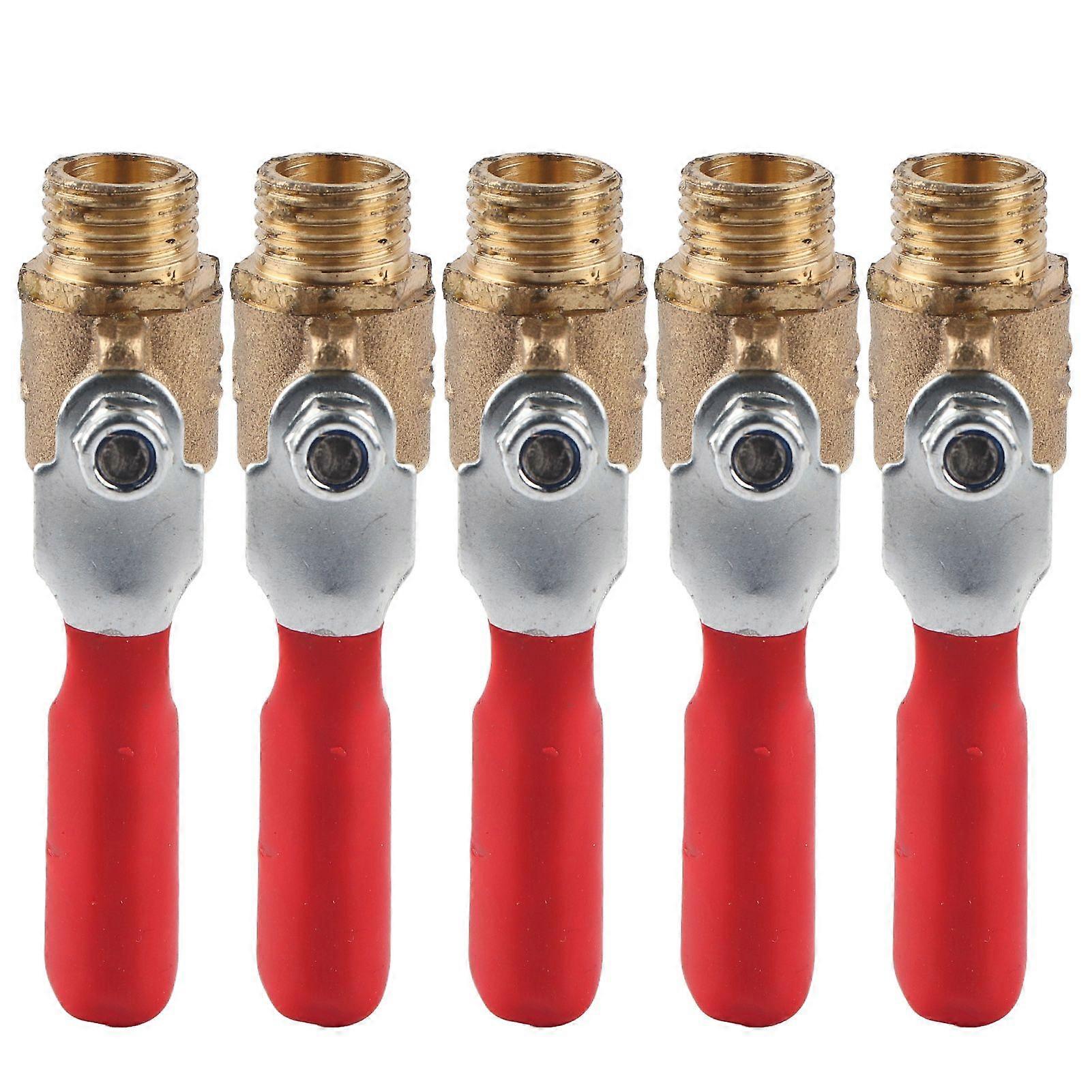 5 Pcs Ball Valve Double Male Thread G1/4 Brass Valve Air Compressor Accessory