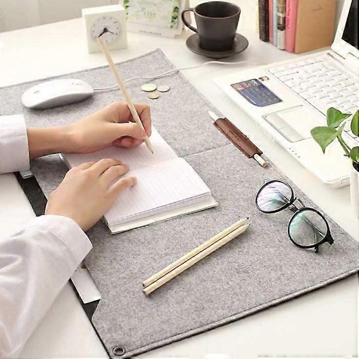 Portable Office Desk Felt Mat Mouse Pads Cushion (Light Grey)