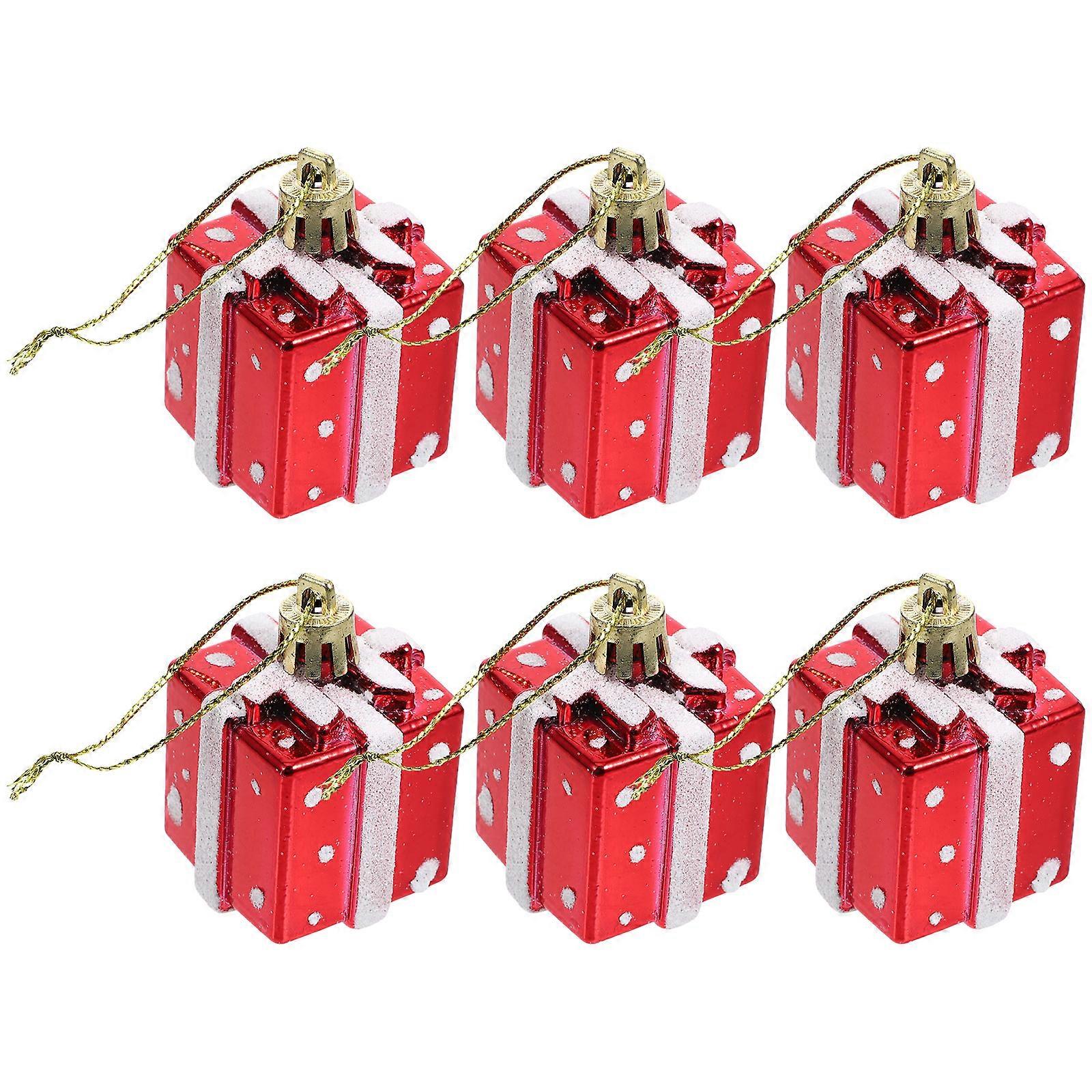 Christmas Tree Mini Box Ornament for Hanging 12Pcs Red Plastic