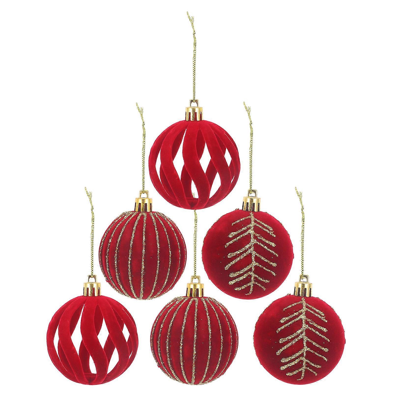 Xmas Tree Hanging Ornaments Plastic and Flocking for 12Pcs Set