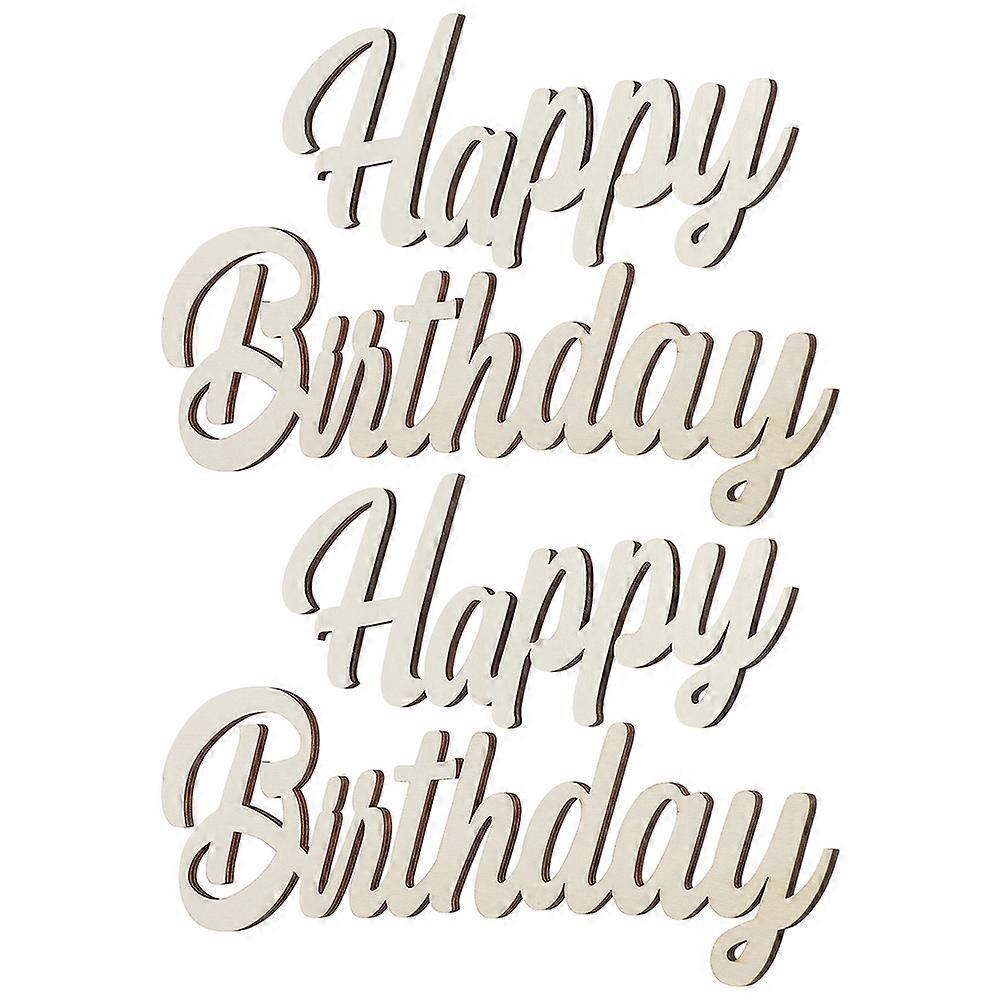 Reusable Birthday Wooden Sign Photography Props For Family Gatherings With Minimalist Style And Rectangular Shape In 4 Sets