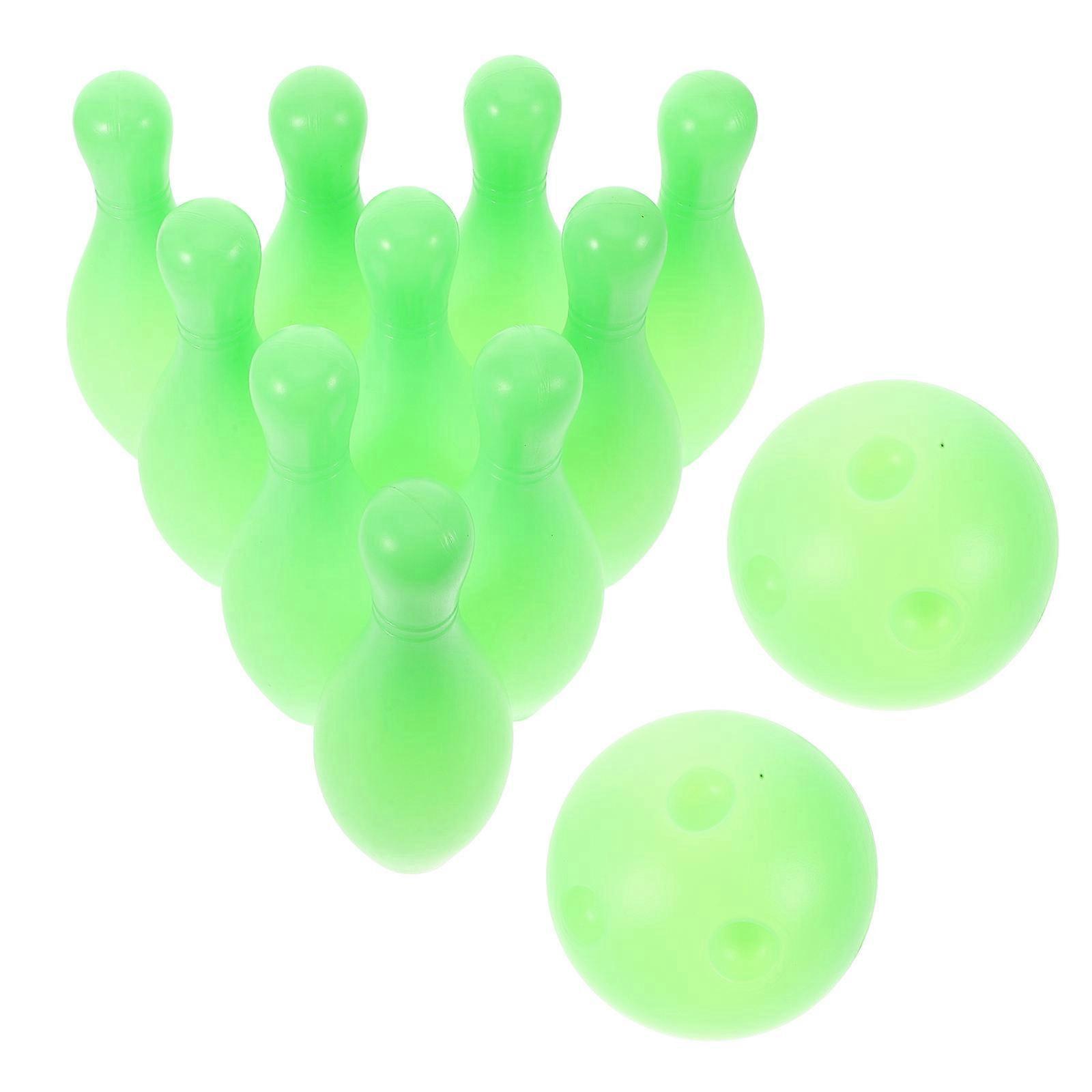 Plastic Bowling Toy Set for Playing with Luminous Pins and Balls 1Set