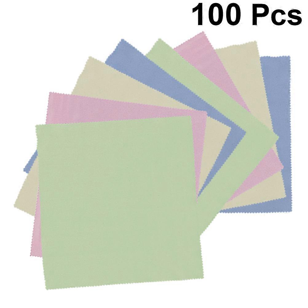 100Pcs Microfiber Cleaning Cloths For Eyeglasses Sunglasses And Camera Lens 10x10cm Assorted Color Lint-Free Cleaning