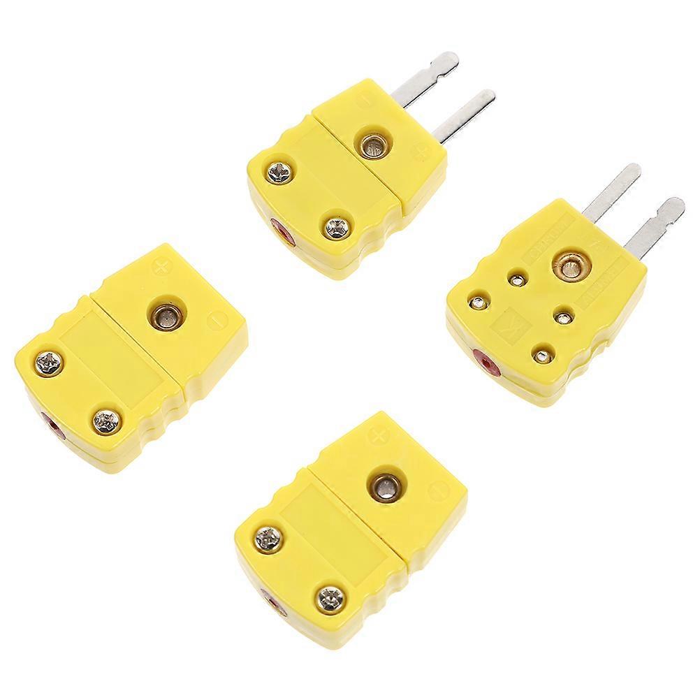 K Type Thermocouple Connector 4Pcs Mini Plugs For Thermometer Temperature Measurement Yellow Durable Design