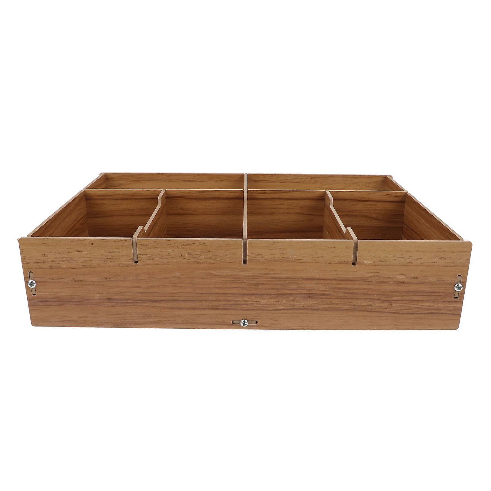 Change Storage Box Wooden Multi-Grid Storage Holder for Cash Holding 2Pcs