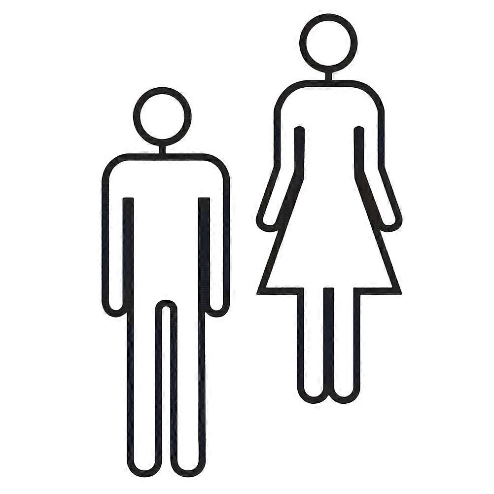 Self Adhesive Black Acrylic Restroom Identification Signs 6 Pcs Ideal For Bathroom Door Use Sleek Design