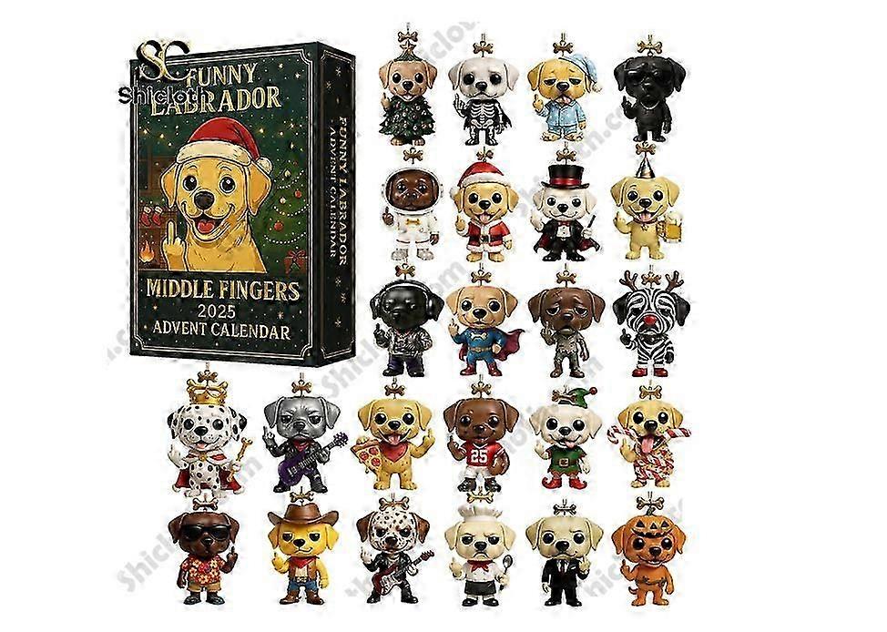 Lustiger Labrador Advent Blind Box Countdown Weihnachtsbaumschmuck Acryl Anhänger