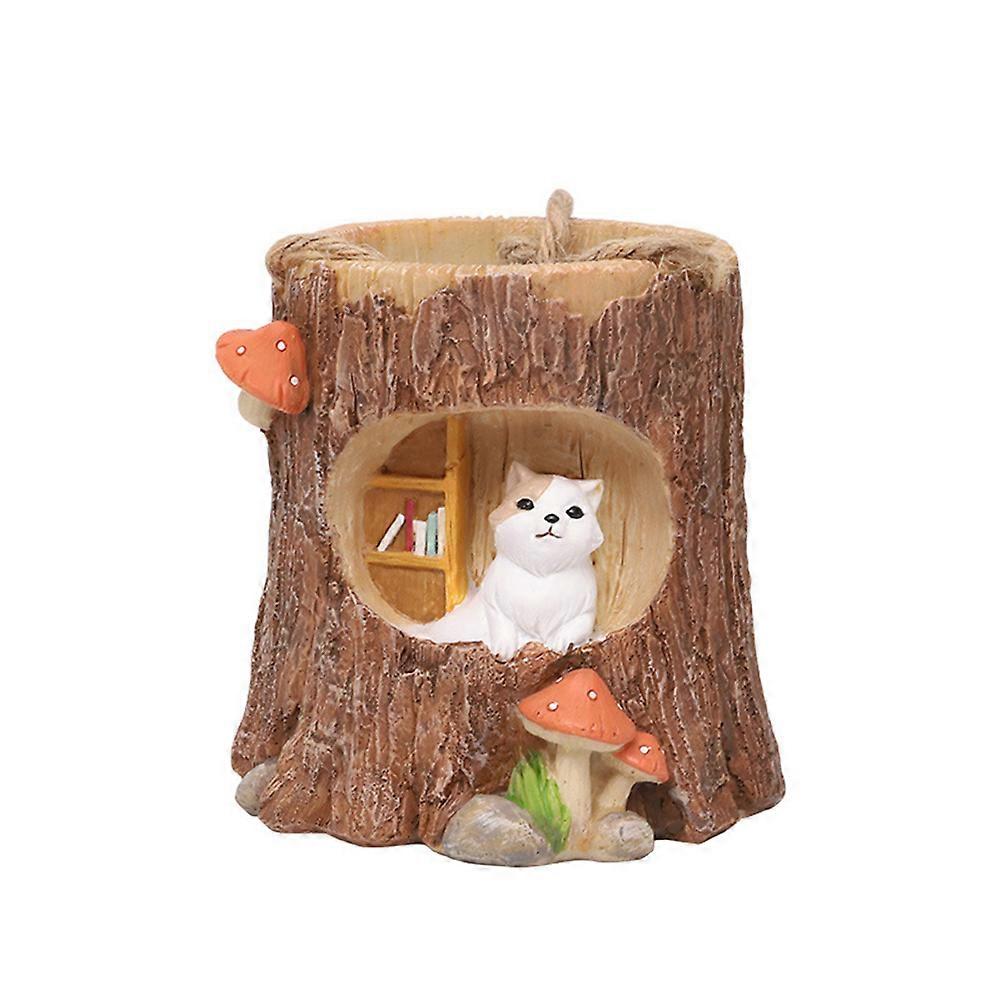Hangable Flower Pot Cat Pattern for Plant Use 3Pcs Resin Decoration