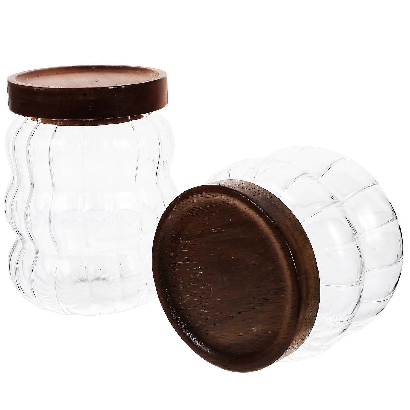 Clear Glass Storage Jar with Sealed Lid for Coffee Beans 2Pcs Set
