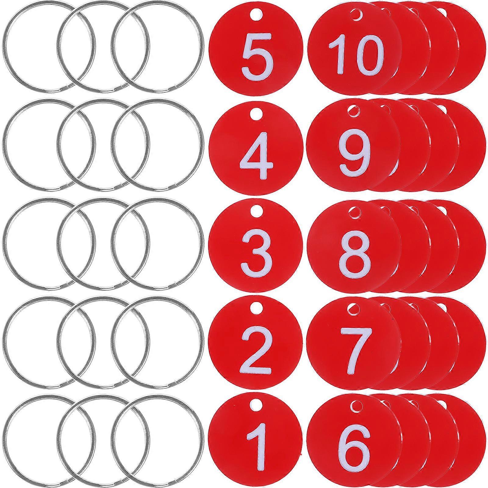 Round Number Tags Acrylic Number Tags for Hanging 150Sets with Rings Red