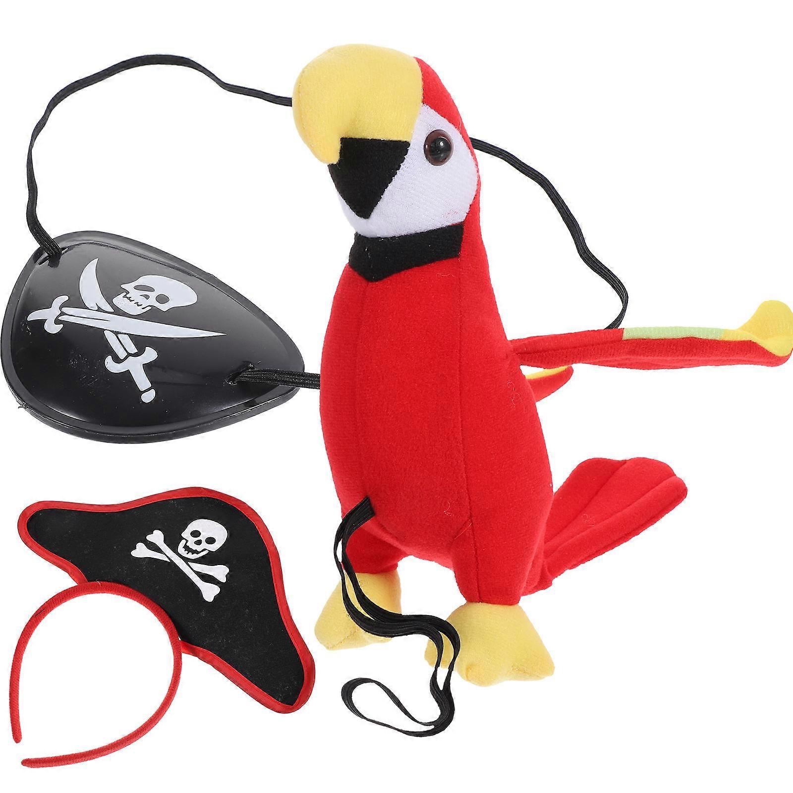 Costume Eyepatch and Parrot Model for Masquerade Party Assorted Color Plush Cotton Material Decoration 1Set