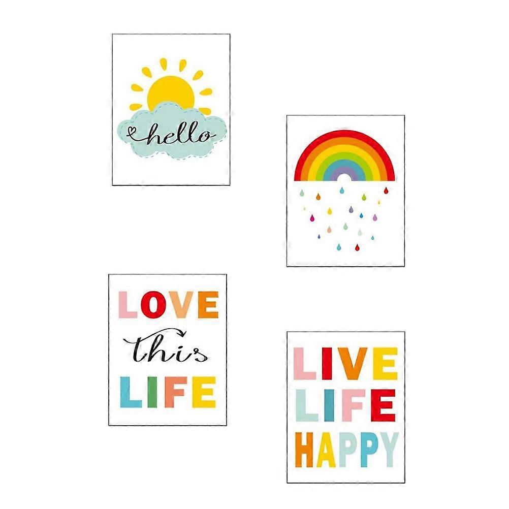 8Pcs Frameless Canvas Painting for Wall Decor Colorful Rainbow Letters