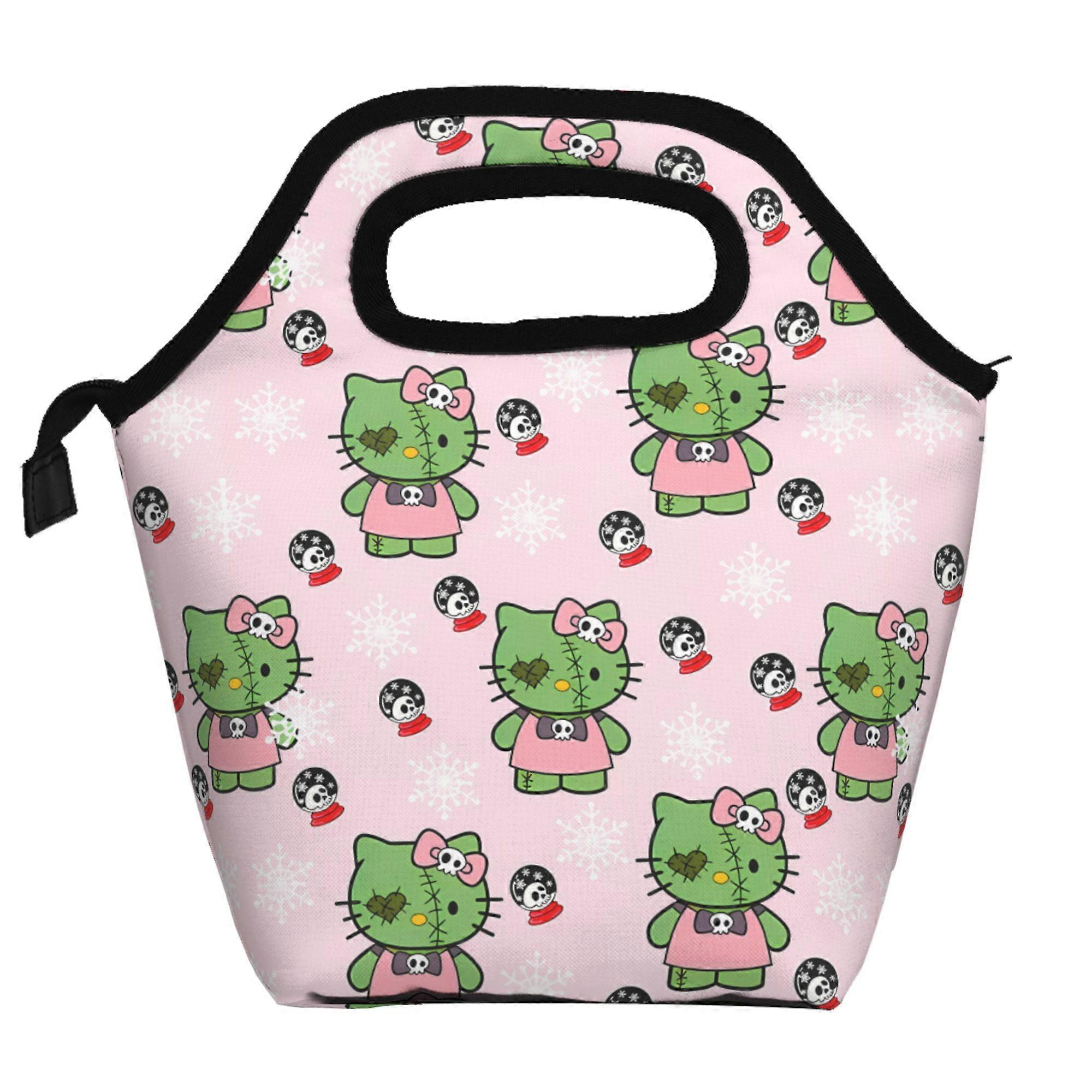 Hello Kitty Lunch Bag Soft Polyester Lunch Bag Portable Insulated Zipper Bento Bag Foldable Reusable Lunch Tote Bag Unisex