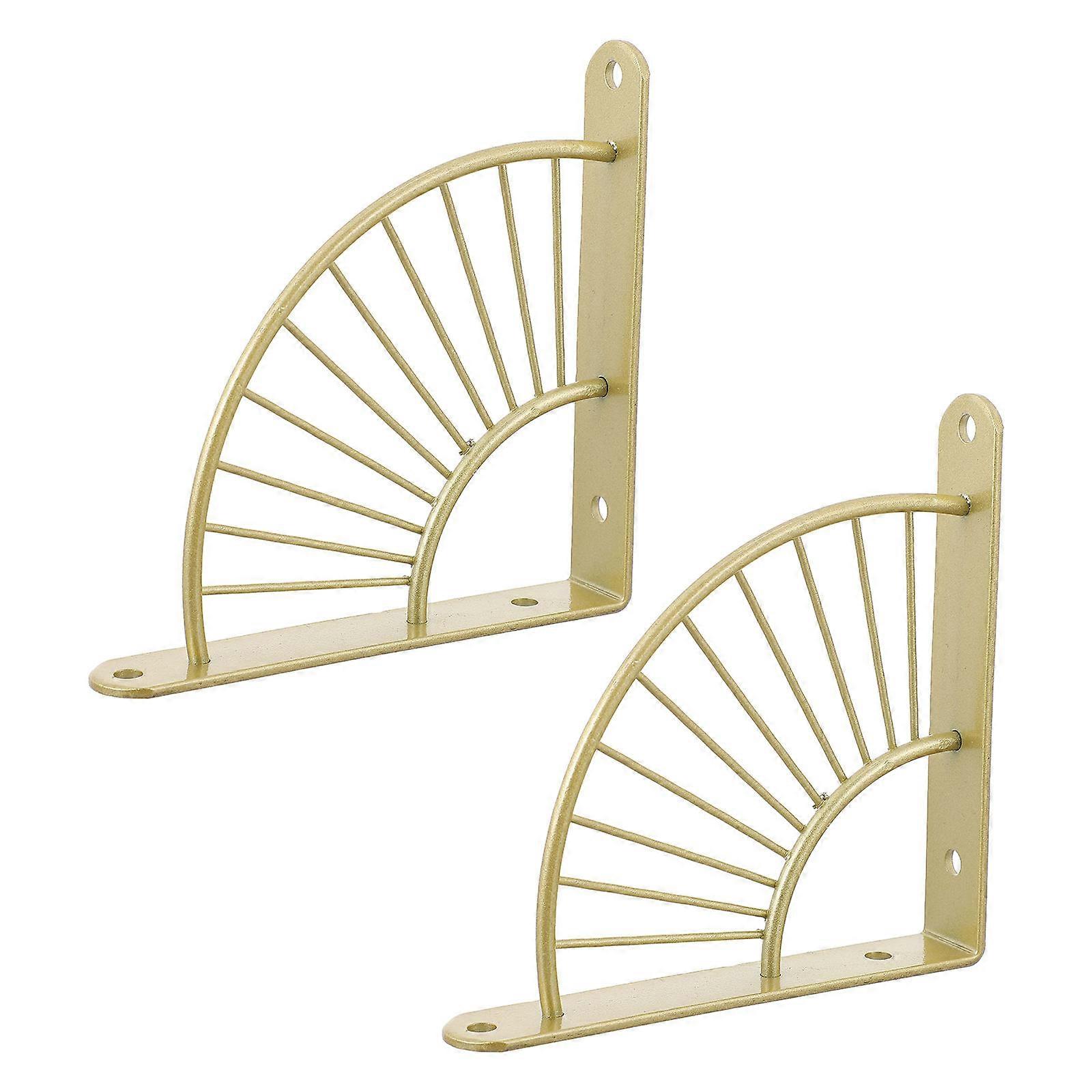 2Pcs Golden Corner Rack Wall Mounted Metal Storage Shelf for Bathroom Use
