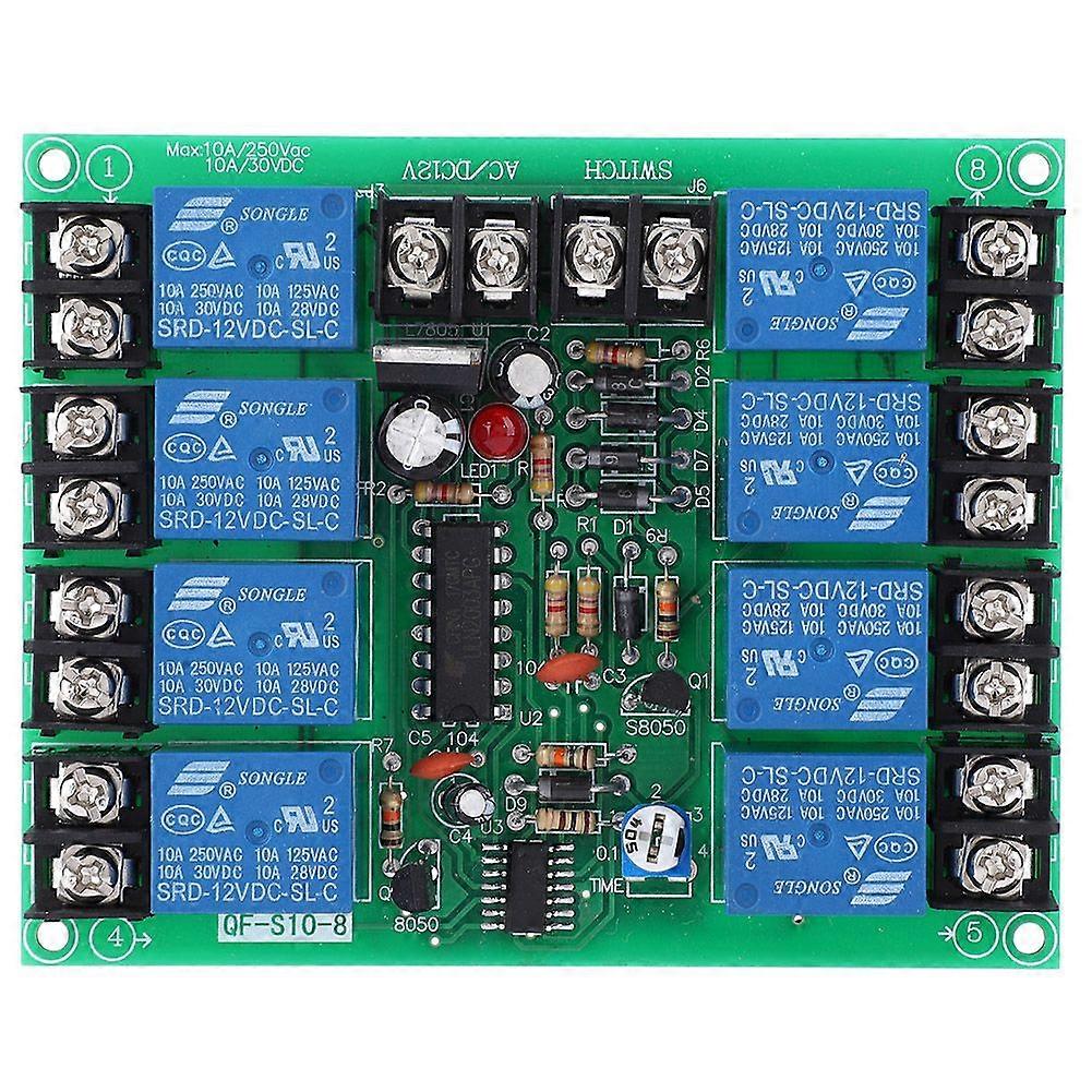 8 Channels Power Time Sequence Board 0.2-4S Adjustable Sequential Controller Module