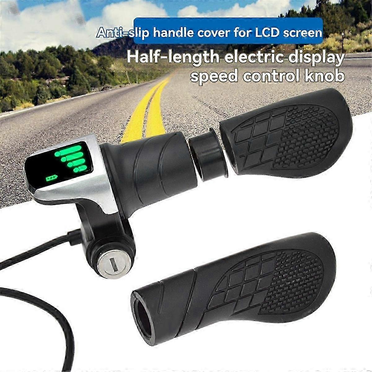 Twist Grip Throttle with LCD Display (Power Indicator) & Key Lock for E-Bikes/Scooters/Motorcycles