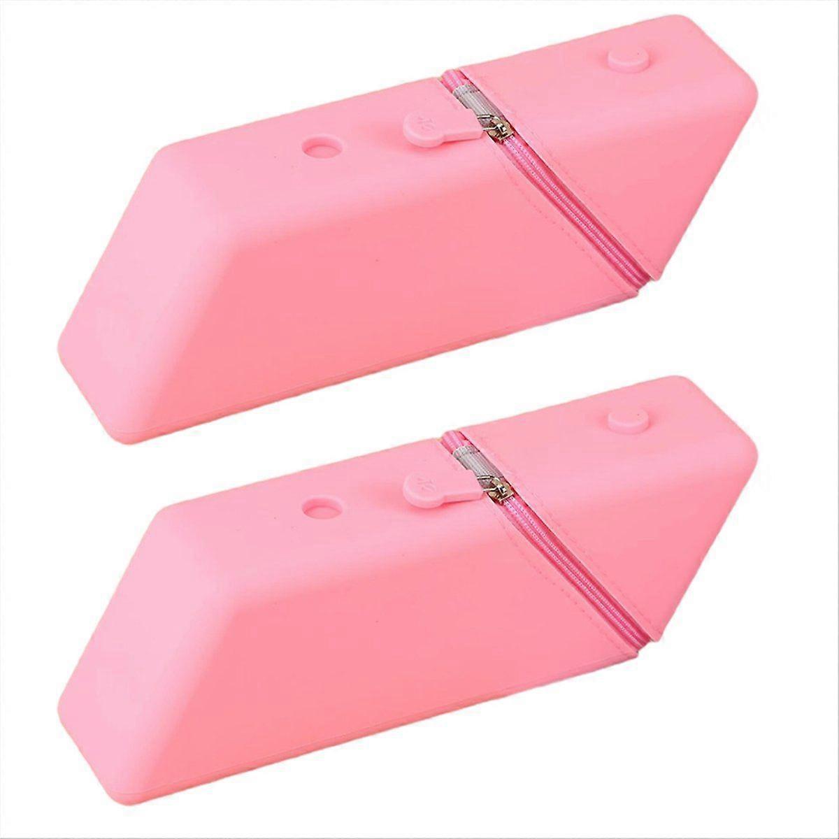 2pc Large Capacity Student Pencil Case Silicone Pencil Case Gradient Rectangular Stationery Organiz